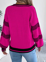 Contrast Striped V-Neck Sweater