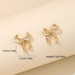 18K Gold-Plated Alloy Bow Stud Earrings