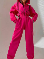 Zip Front Dropped Shoulder Jumpsuit