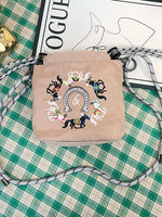 Embroidered Crossbody Bag with Rope Strap