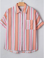 Striped Button-Down Short Sleeve Shirt