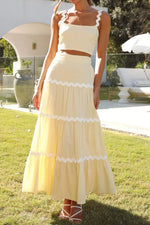 Contrast Trim Cami and Maxi Skirt Set - Ladyez