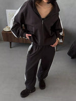 Zip Up Long Sleeve Outerwear and Pants Set