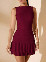 Ruffle Hem Sleeveless Mini Dress