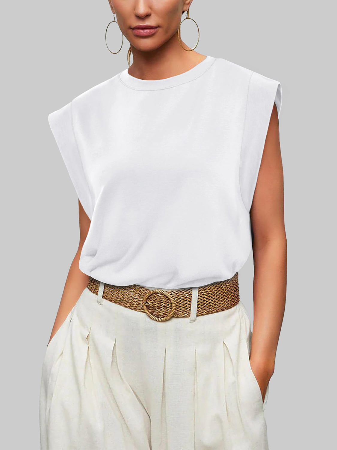 Florira Round Neck Cap Sleeve T-Shirt - Ladyez