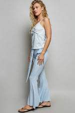 POL Drawstring Textured Ribbed Knit Pants