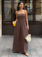 Striped Print Spaghetti Strap Maxi Dress