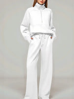 Half Zip Long Sleeve Top and Pants Set