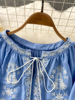 Embroidered Tie Neck Blouse