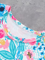 Children's Floral Round Neck Tee and Shorts Set
