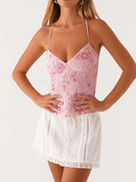 Crisscross Back V-Neck Cami - Ladyez