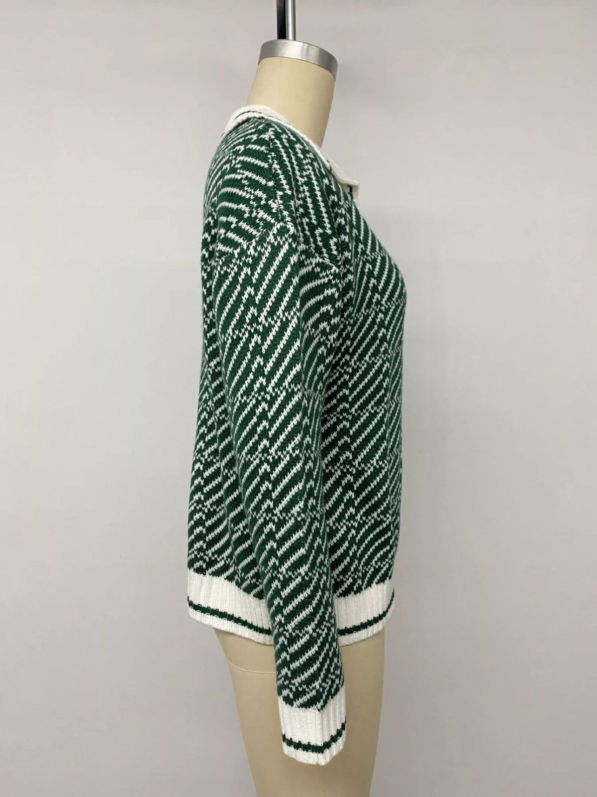 Geometric Patterned Collared Sweater
