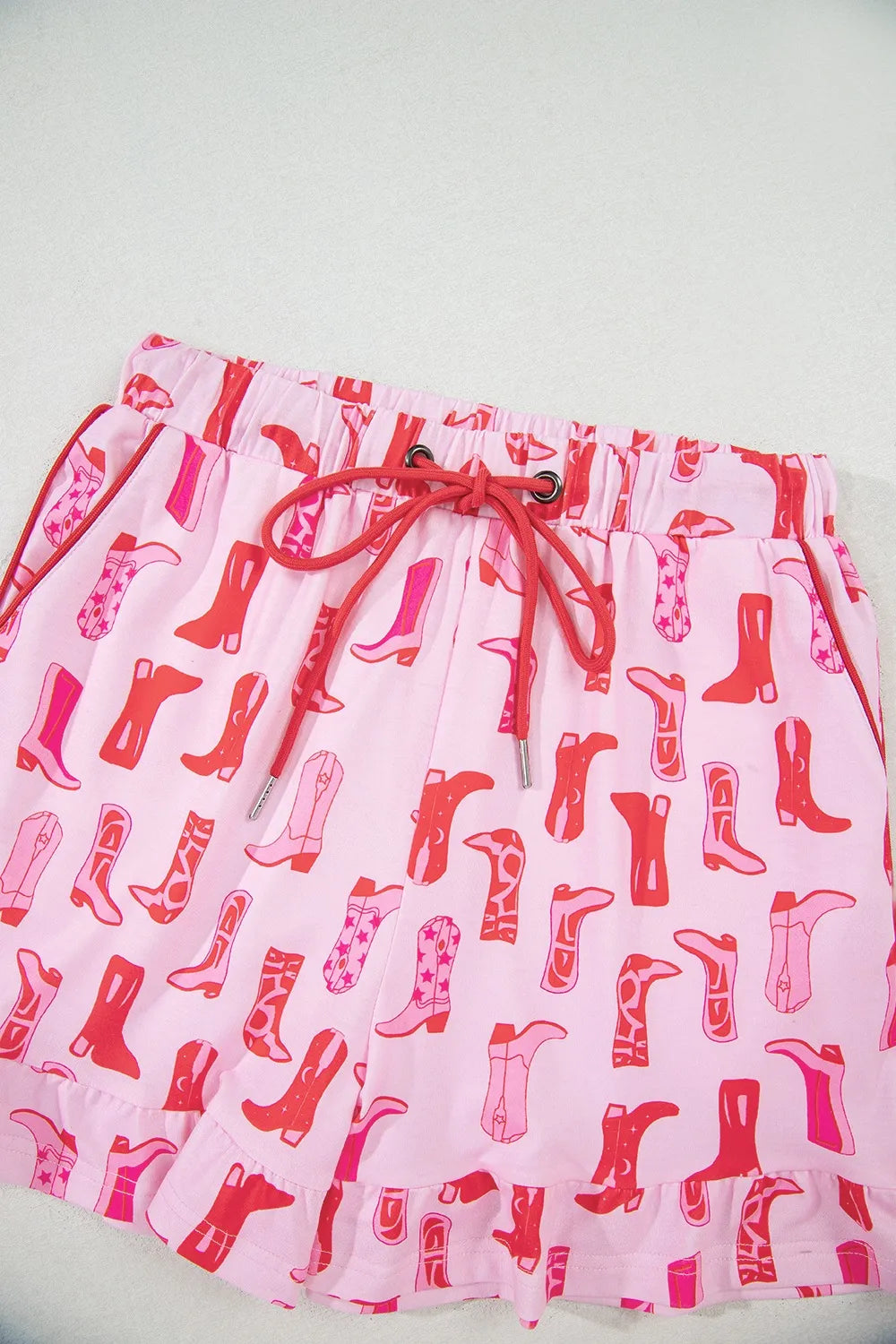 Cowgirl Boots Printed Shirt and Shorts Set - Ladyez