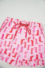 Cowgirl Boots Printed Shirt and Shorts Set - Ladyez
