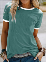 Casual Contrast Trim Short Sleeve T-Shirt