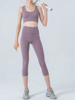 Wide Waistband Cropped Sports Leggings - Ladyez