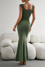 Devine Cap Sleeve Scoop Neck Maxi Dress - Ladyez