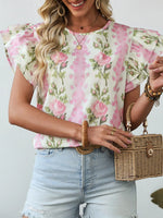 Floral Print Ruffled Sleeve Blouse