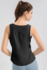 Wide Strap Round Neck Active Tank - Ladyez