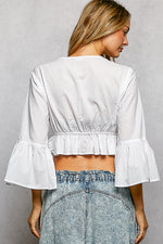 POL Floral Embroidered Cropped Blouse