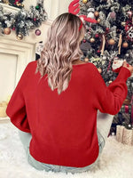 Merry Round Neck Dropped Shoulder Christmas Sweater