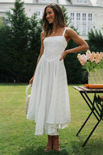 Square Neck Wide Strap Cami Dress - Ladyez