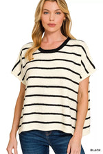 Zenana Striped Oversize Sweater Top