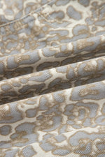 Raw Edge Leopard Print Denim Shorts