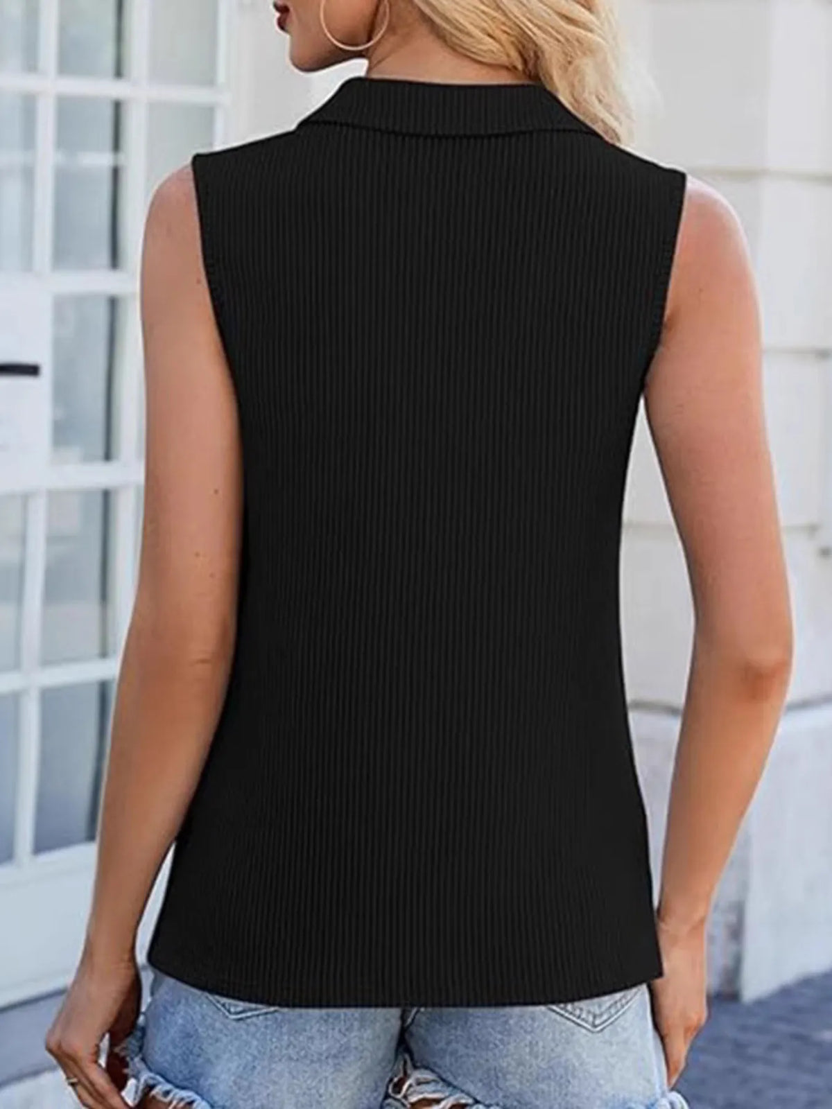 Half Zip Sleeveless Tank - Ladyez