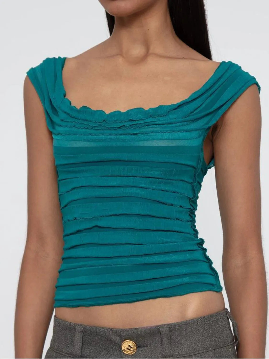 Ruched Solid Tank - Ladyez