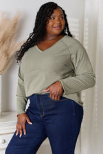 Culture CodeFull Size V-Neck Long Sleeve T-Shirt
