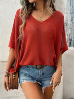Devine V-Neck Batwing Sleeve Knit Top