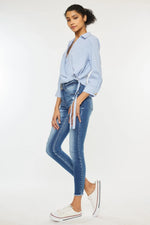 Kancan Distressed Raw Hem High Waist Jeans