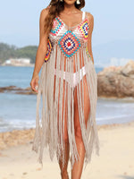 Fringe Spaghetti Strap Cover-Up - Ladyez