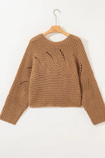 Hollowed Detail Wide Sleeve Loose Pullover Sweater