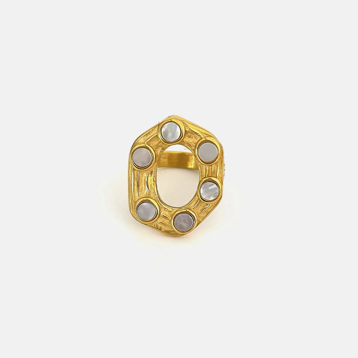 18K Gold-Plated Oval Statement Ring - Ladyez
