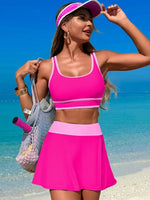Scoop Neck Top and Skort Swim Set - Ladyez