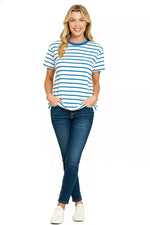 Zenana Striped Round Neck Short Sleeve T-Shirt