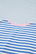 Stripe Nautical Tie Contrast Trim Round Neck T Shirt Mini Dress