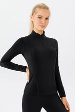 Mock Neck Quarter Zip Active T-Shirt - Ladyez