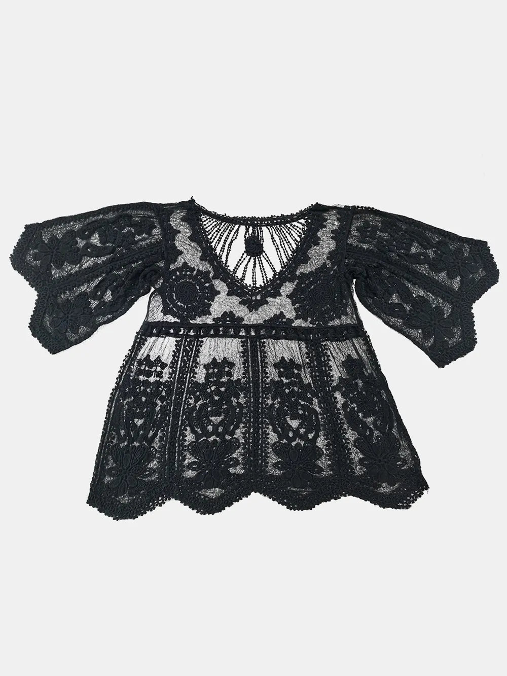 Lace Round Neck Cover-Up - Ladyez