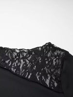 Asymmetrical Lace Trim Long Sleeve T-Shirt
