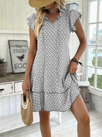 Full Size Ruffled Layered Printed Mini Dress Plus Size - Ladyez