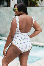 Marina West Swim Float On Ruffle Faux Wrap One-Piece in Daisy Cream - Ladyez