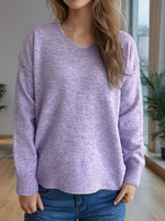 V-Neck Dropped Shoulder Long Sleeve Sweater