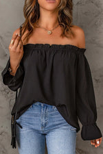Frill Off-Shoulder Flounce Sleeve Blouse - Ladyez