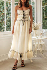 Frill Tied Front Midi Cami Dress