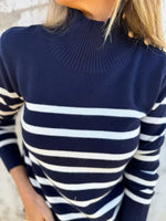 Full Size Striped Turtleneck Long Sleeve Sweater Plus Size