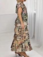 Ruffle Layered Printed Maxi Dress