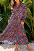 Floral Notched Flounce Sleeve Maxi Dress